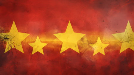 Abstract Red Background with Golden yellow Starsの素材