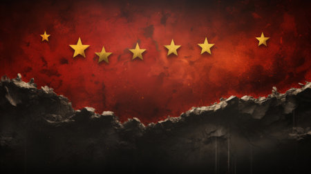 Abstract Red Background with Golden yellow Starsの素材