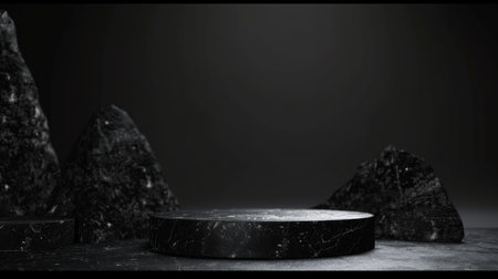 Minimalist Black Rock Podium product displayの素材