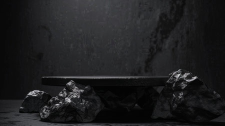 Minimalist Black Rock Podium product displayの素材