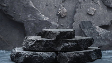 Minimalist Black Rock Podium product displayの素材