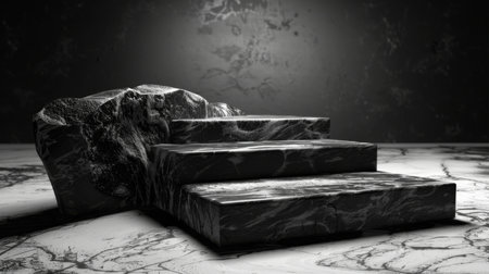 Minimalist Black Rock Podium product displayの素材