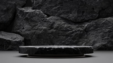 Minimalist Black Rock Podium product displayの素材