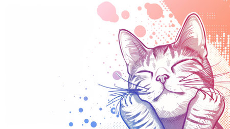 Beautiful cat background in illustration for graphic design backgroundの素材