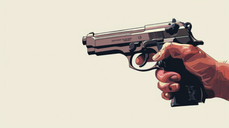 Illustration of hand holding a gunの素材