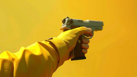 Illustration of hand holding a gunの素材