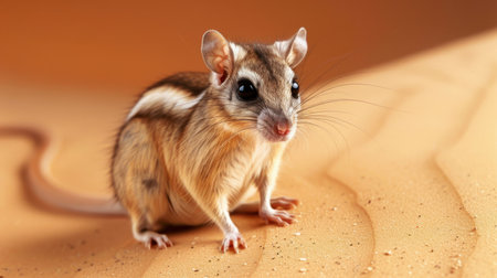 A small desert rodent sits amidst the sands, its eyes wide with curiosity.の素材