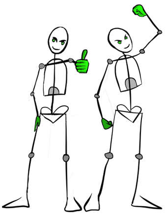 Two men, standing in brave posesの写真素材