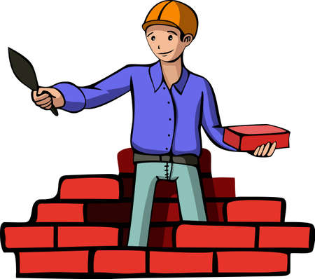 A vector illustration of a builder. All objects are separated, the can be scaled, edited or recolored for 5 minutesのイラスト素材