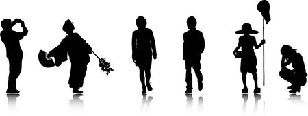 Black siluetsof japaneese peopleのイラスト素材