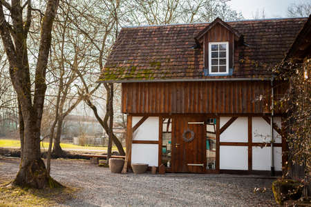 SEELBACH, GERMANY - February 17, 2017: The village of Seelbach in the Black Forest, Germany in early spring. Traditional german with wooden eementsのeditorial素材
