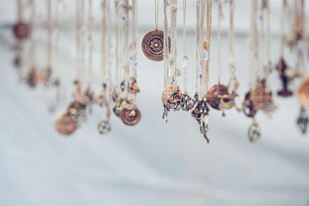 vintage costume jewelery at street market	