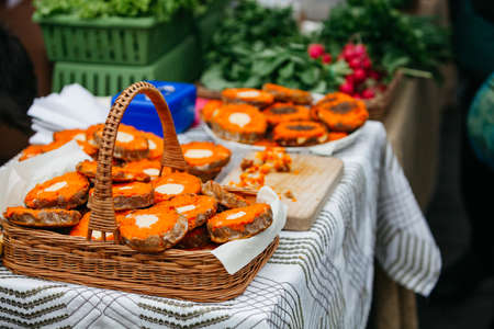 Latvian traditional food sklandrausiの写真素材