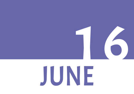 16 june calendar date with copy space. Very Peri background and white numbers. Trending color for 2022. Important date concept.の写真素材