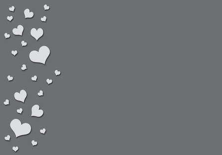 Romantic background with hearts on edge, toning in Ultimate Gray, trend 2021. Copy spaceの写真素材