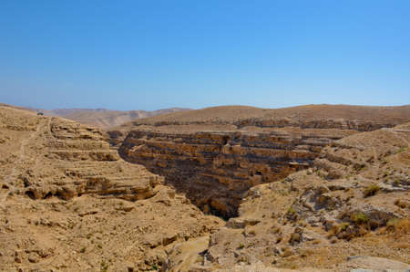 Savva Monastery is consecrated over the kidron valley in the Judean Desert. Kidron Stream in Israel,...