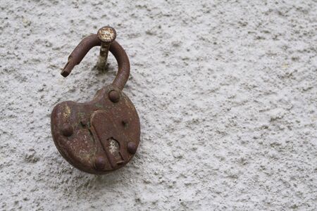 padlock on nailの写真素材