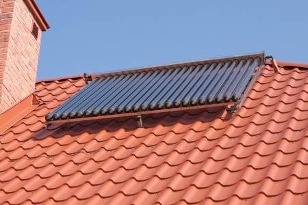 Renewable energy  Solar panels on the roof a private houseの写真素材