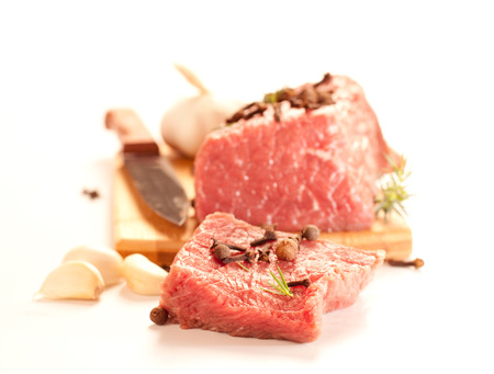 Beef - serving raw meat for dinner.の写真素材
