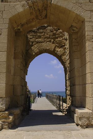 Ancient road to the sea in Cesareaの写真素材