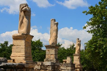 odeon of agrippa ruins on the ancient agora in athensの写真素材