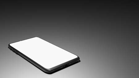 8K 3D Rendered Isolated Smartphone on the Floor in the Dark Room with One Light Source and Screen...
