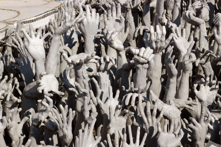 Hands Statue from Hell in Wat Rong Khun at Chiang Rai, Thailand