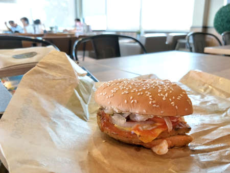 Hamburger  on the table.の写真素材