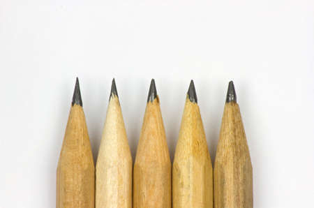 Pencil with sharpening on white paper background.の写真素材