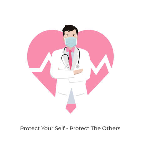 Protect Your Self, Protect The Others. Lets Fight Coronaviruses Together. Suitable for printing, brochure, and social mediaのイラスト素材