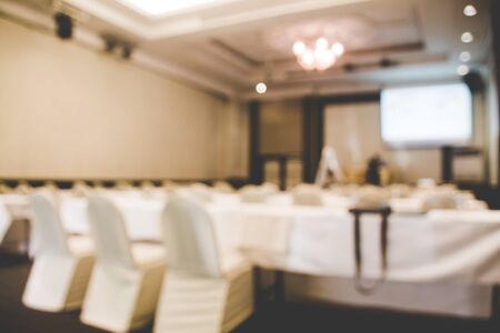 Meeting room blur background, blurred image of empty banquet hall,  blurred background of party.の写真素材