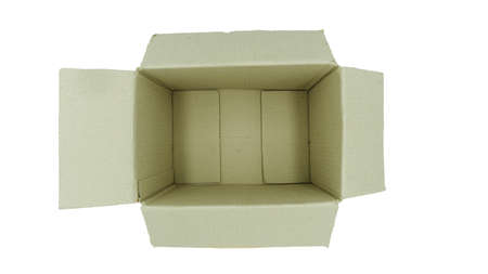 Open cardboard box on white background, cardboard for texture background.