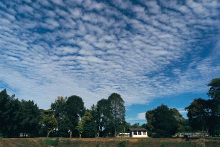 Blue sky with white clouds Blue sky on clear days background or texture.の写真素材
