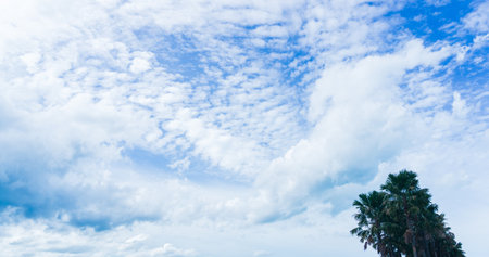 Blue sky with white clouds, Blue sky on clear days background or texture.の写真素材