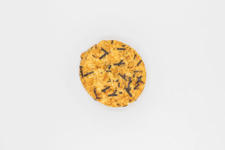Seaweed soda crackers on white background, butter cookies on white backgroundの写真素材
