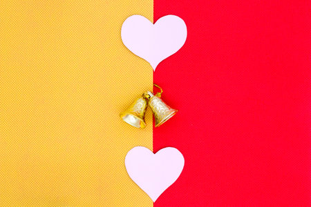 Heart shaped paper cutting design card with empty space.の写真素材