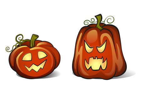 two pumpkins for Halloweenのイラスト素材