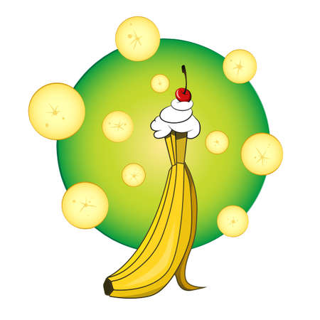 Banana with ice creamのイラスト素材