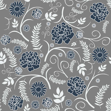 Wallpaper flower design on grey backgroundのイラスト素材