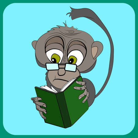 Monkey with a book. Symbol of New Year 2016. Vector designのイラスト素材