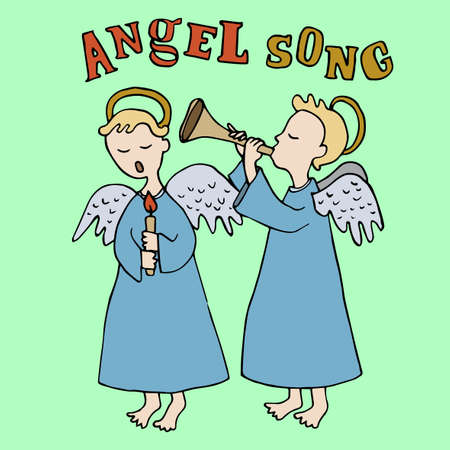 Christmas and Angels singing carolsのイラスト素材