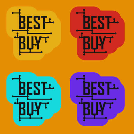 Best buy banner. Label design. Shopping sticker. Best price. Announcement of sale in a fashionable shop. Trade commerce element. Marketing advertisement. Discount. Vector design illustrationのイラスト素材