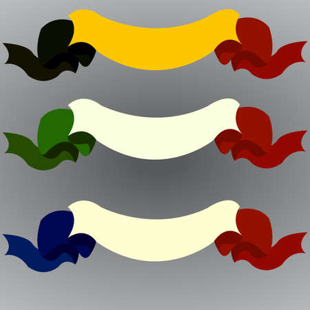 Waving ribbon state flags - Germany, Italy, France.  Isolated on grey background. Group of Seven members. Group of Eight members. Editable vector illustration templateのイラスト素材
