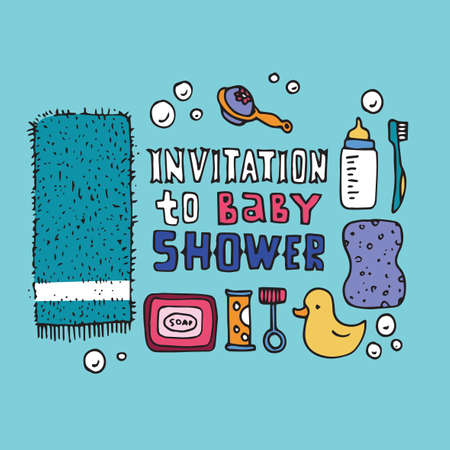 baby shower invitation templateのイラスト素材