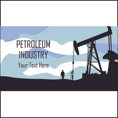 Petroleum Industry template. Production of gas and oil. Petrol logo. Diesel and fuel technology. Price for barrel. Drilling platform. For posters, banners, visit cards. Vector illustrationのイラスト素材