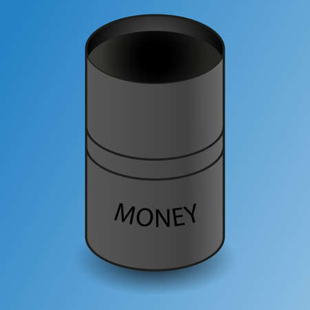 Crude oil price. Abstract illustration with barrel. Oil and gas production. Fall and rise of the price. Oil container. Finance diagram. Black money. Vector design illustrationのイラスト素材