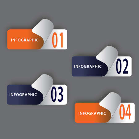 Infographic vector stickers templates design with paper tags. can be used for workflow layout, diagram, number options, web design. Add text, easy to edit. Suitable for any topic. Stationery markersのイラスト素材