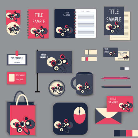 Stationery template design with pink and grey ornament elements.のイラスト素材