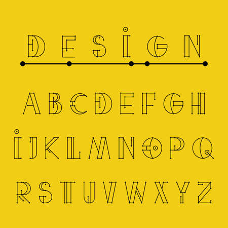 Technical font. Vector alphabet design. Modern caligraphyのイラスト素材