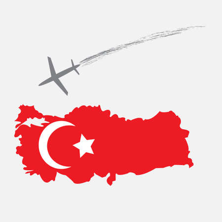 High resolution Turkey state flag and territorial borders combination.のイラスト素材